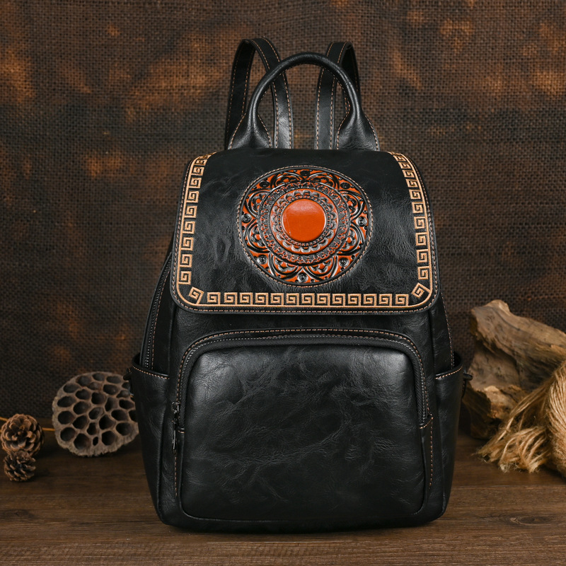 Johnature 2026 New Vintage Han - đánh giá và giá Leather Backpack Vintage